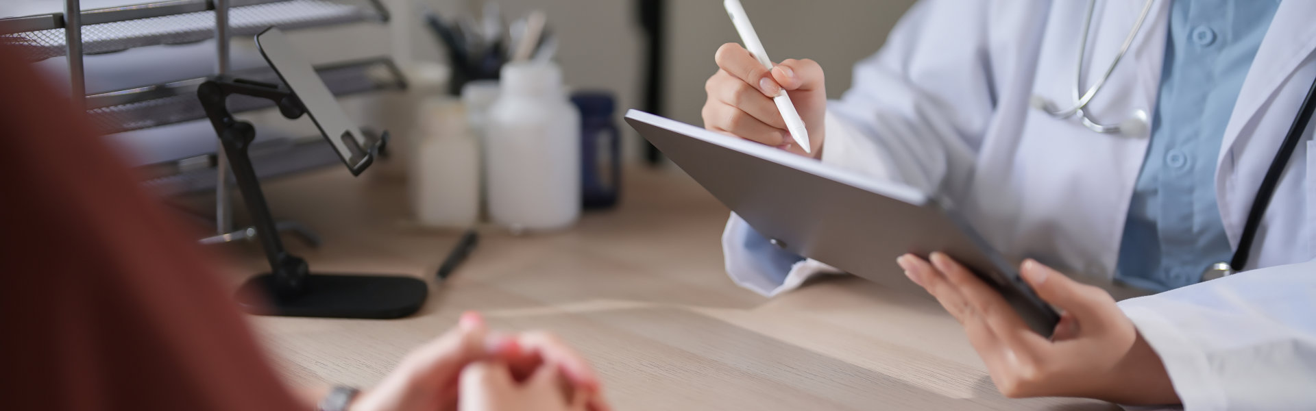 doctor using tablet